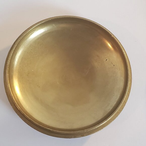 Vintage Enamel Trinket Box Round Brass w/ Lid Painted Owl Design Made in Taiwan - Picture 4 of 9